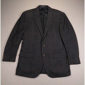 Polo Ralph Lauren Blue Label Wool Cashmere Blazer 44L Glen Plaid Made in Italy